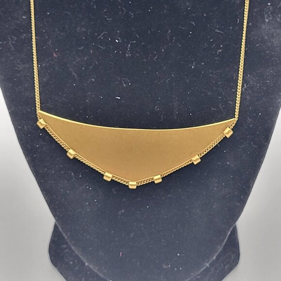 Madewell Gold Tone Curved Bar Triangle Necklace Statement - Picture 2 of 8